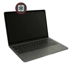 Macbook with icon signifying fan repairs
