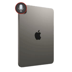 iPad with icon signifying microphone repairs