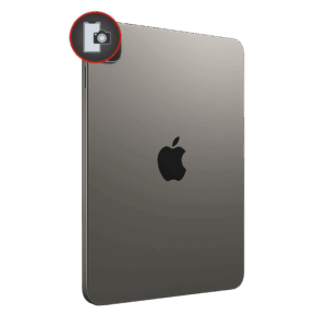 iPad with icon signifying camera and lens repairs